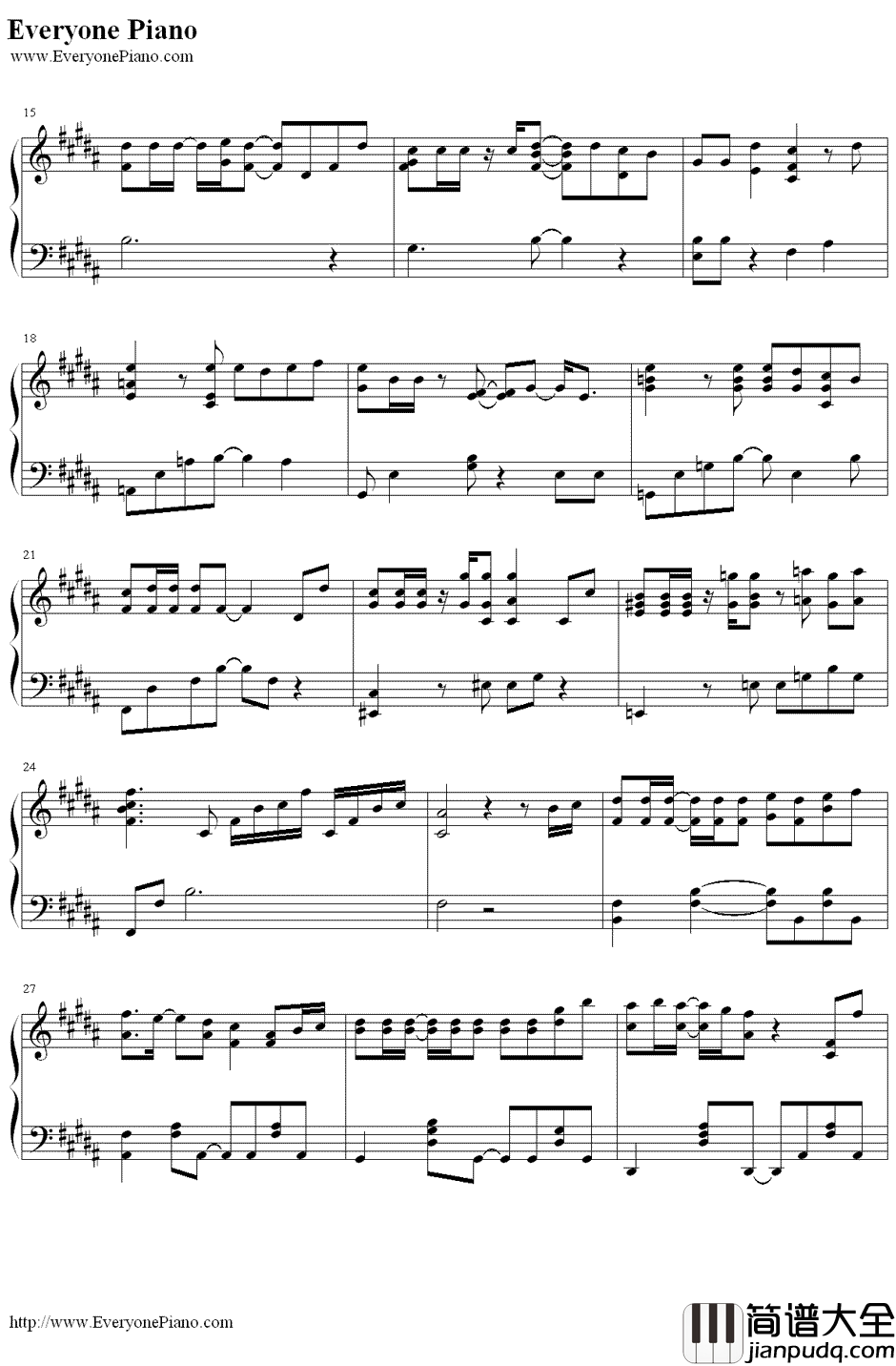 樱花花瓣(桜の花びらたち)钢琴谱_AKB48