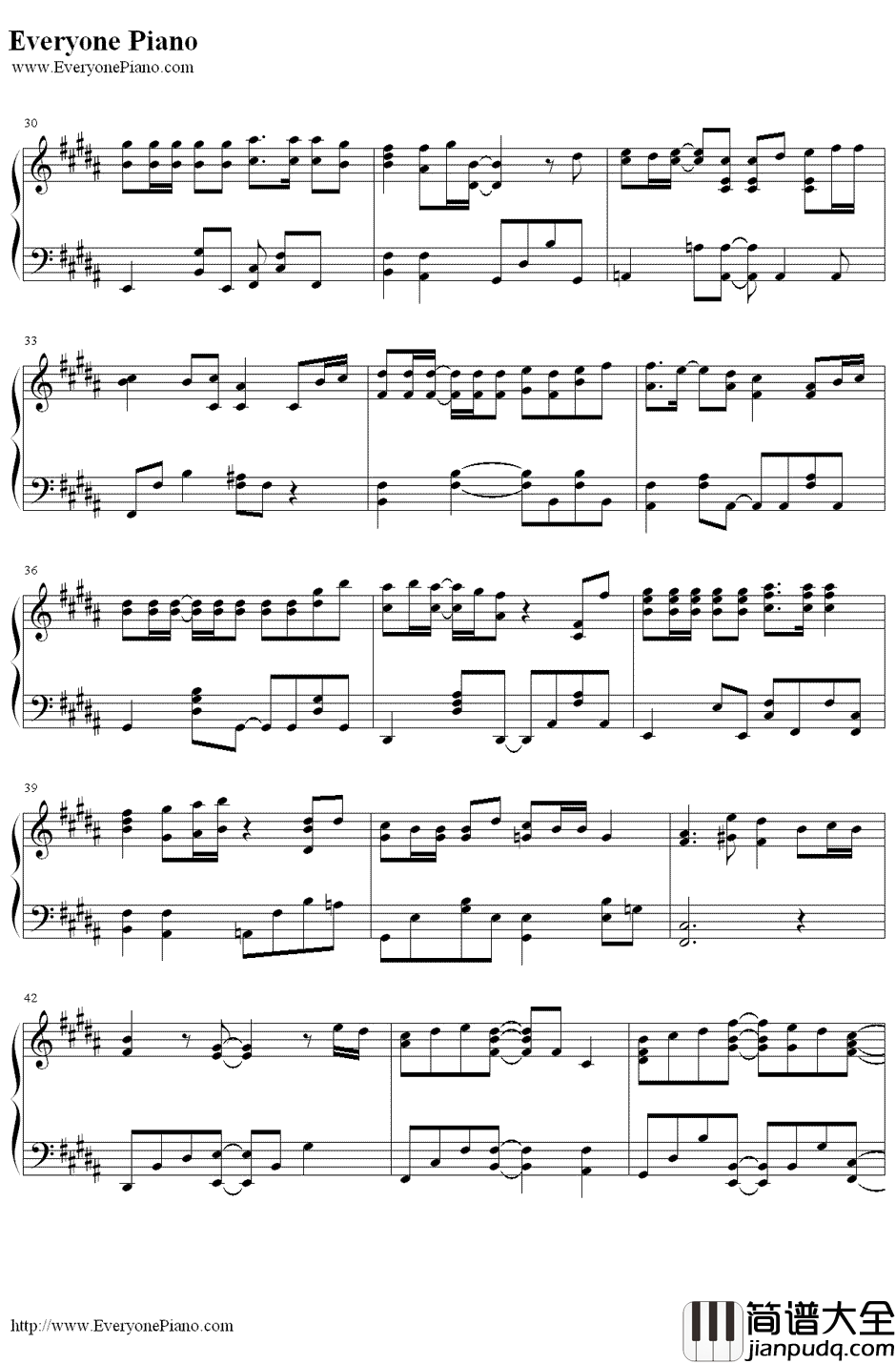 樱花花瓣(桜の花びらたち)钢琴谱_AKB48