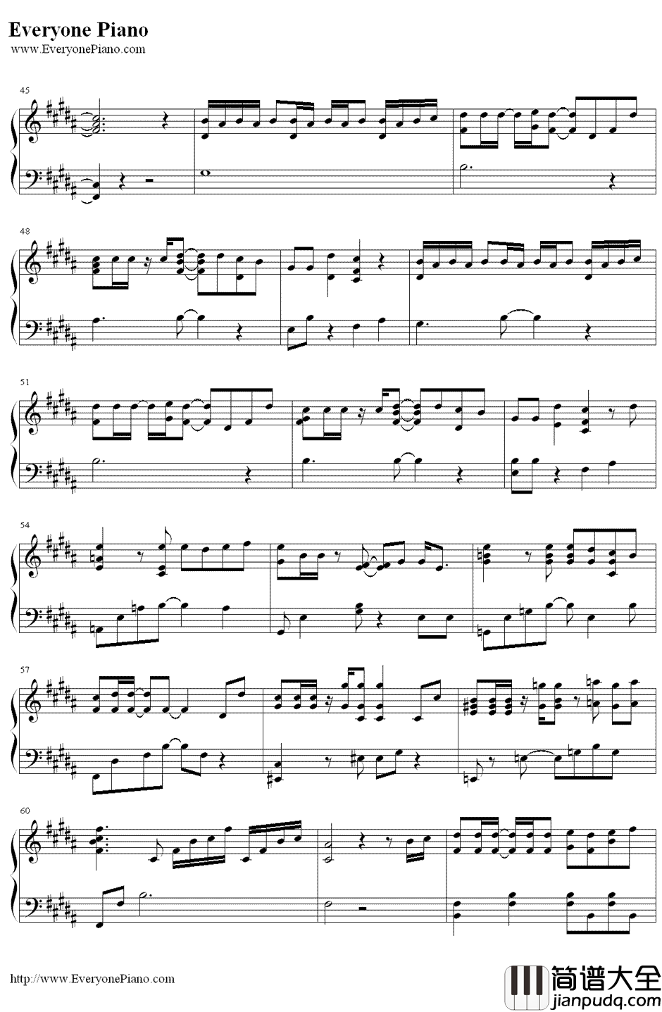 樱花花瓣(桜の花びらたち)钢琴谱_AKB48