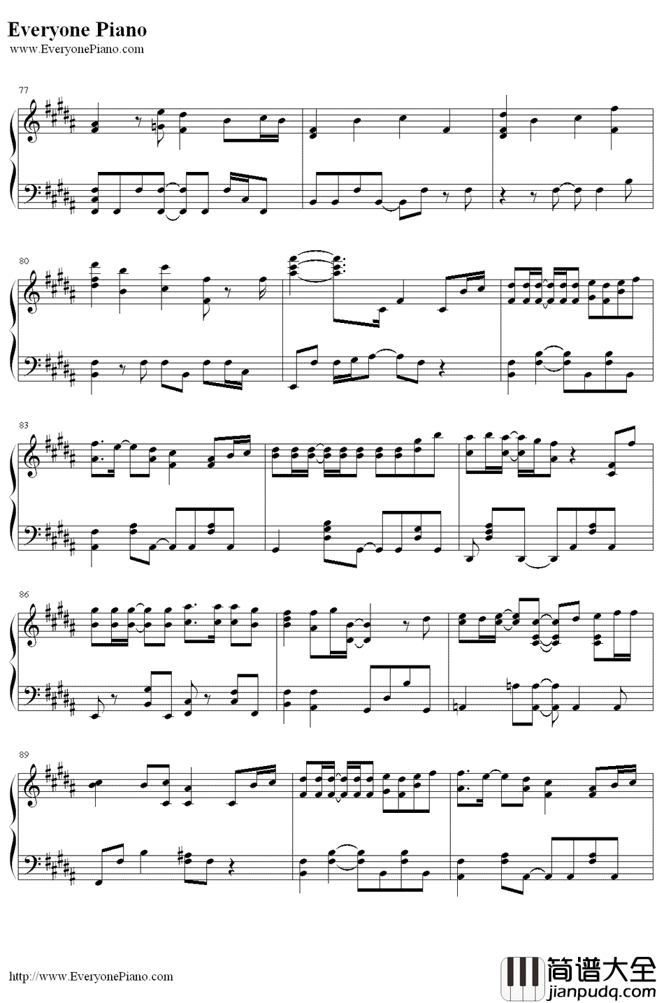 樱花花瓣(桜の花びらたち)钢琴谱_AKB48