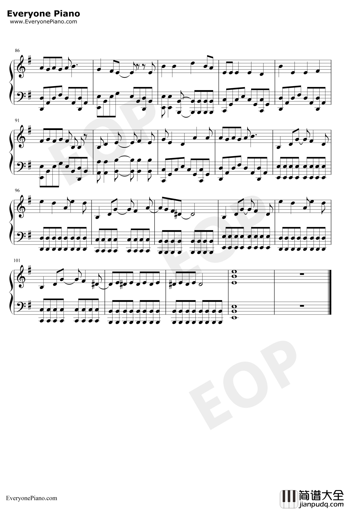 Again钢琴谱_YUI__钢之炼金术师FULLMETALALCHEMIST_OP1