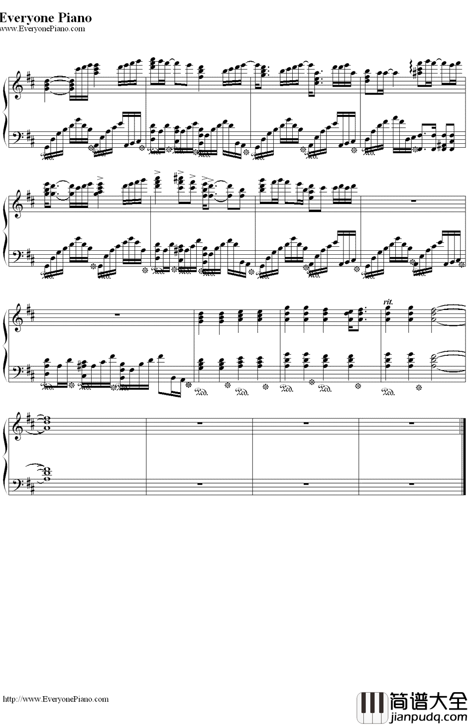 梦醒之后钢琴谱_GARNETCROW__名侦探柯南_ED14