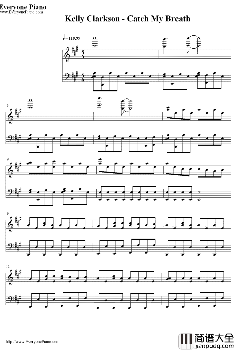 Catch_My_Breath钢琴谱_KellyClarkson