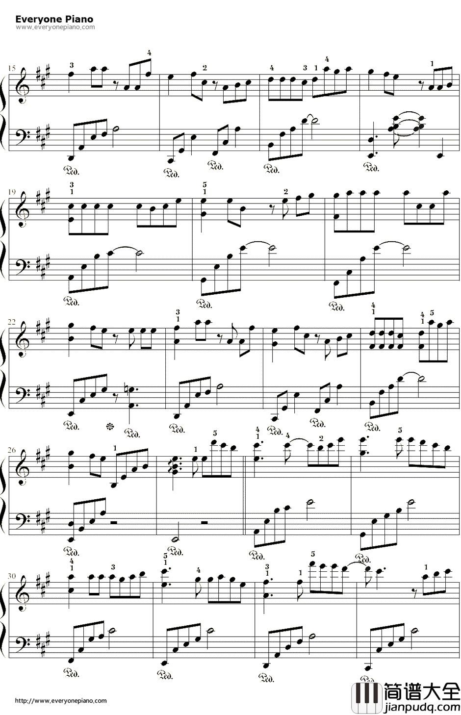 愿得一人心钢琴谱_李行亮__最美的时光_主题曲