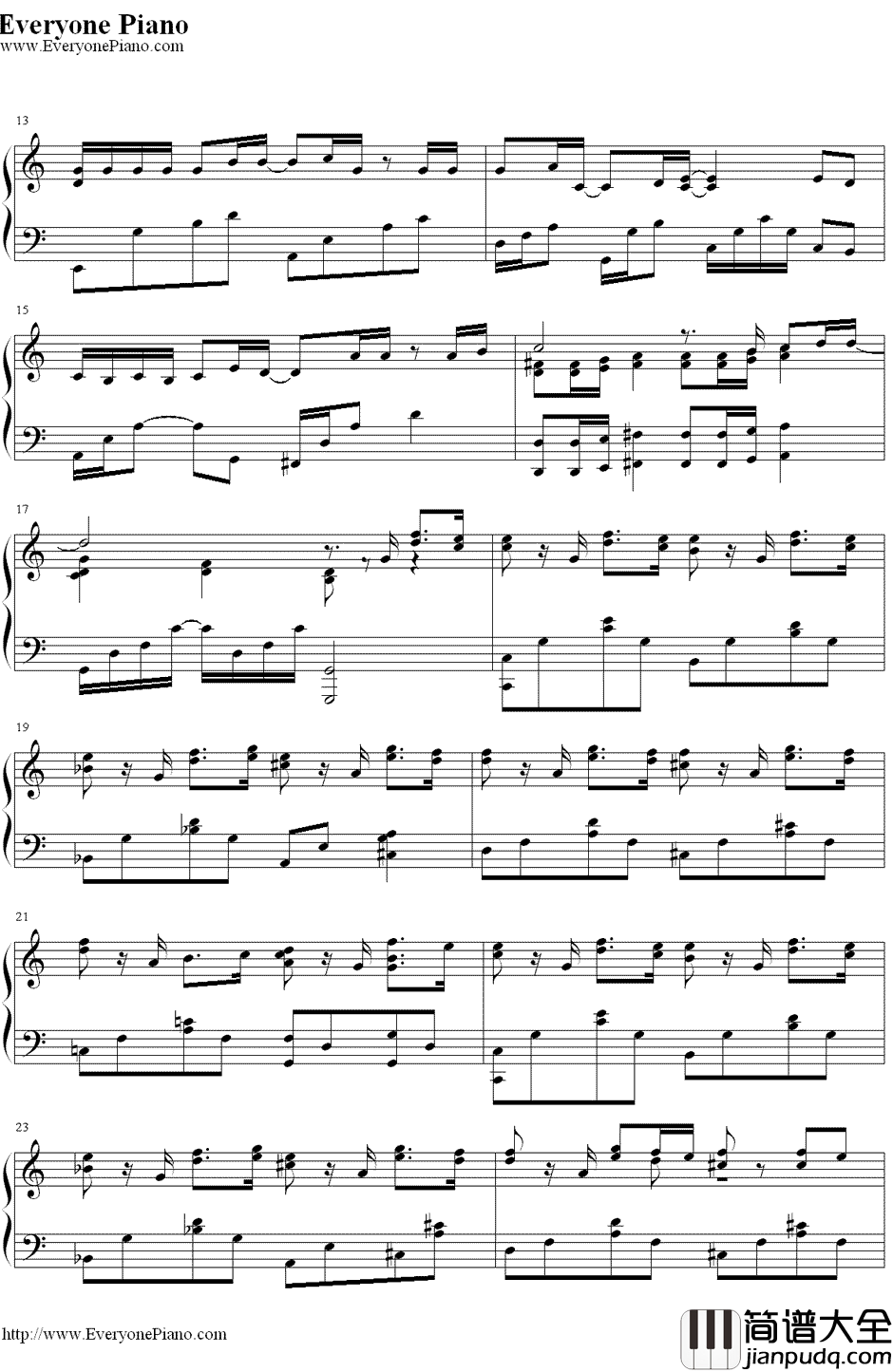 仆は君に恋をする钢琴谱_平井坚__仆の初恋をキミに捧ぐ_主题曲