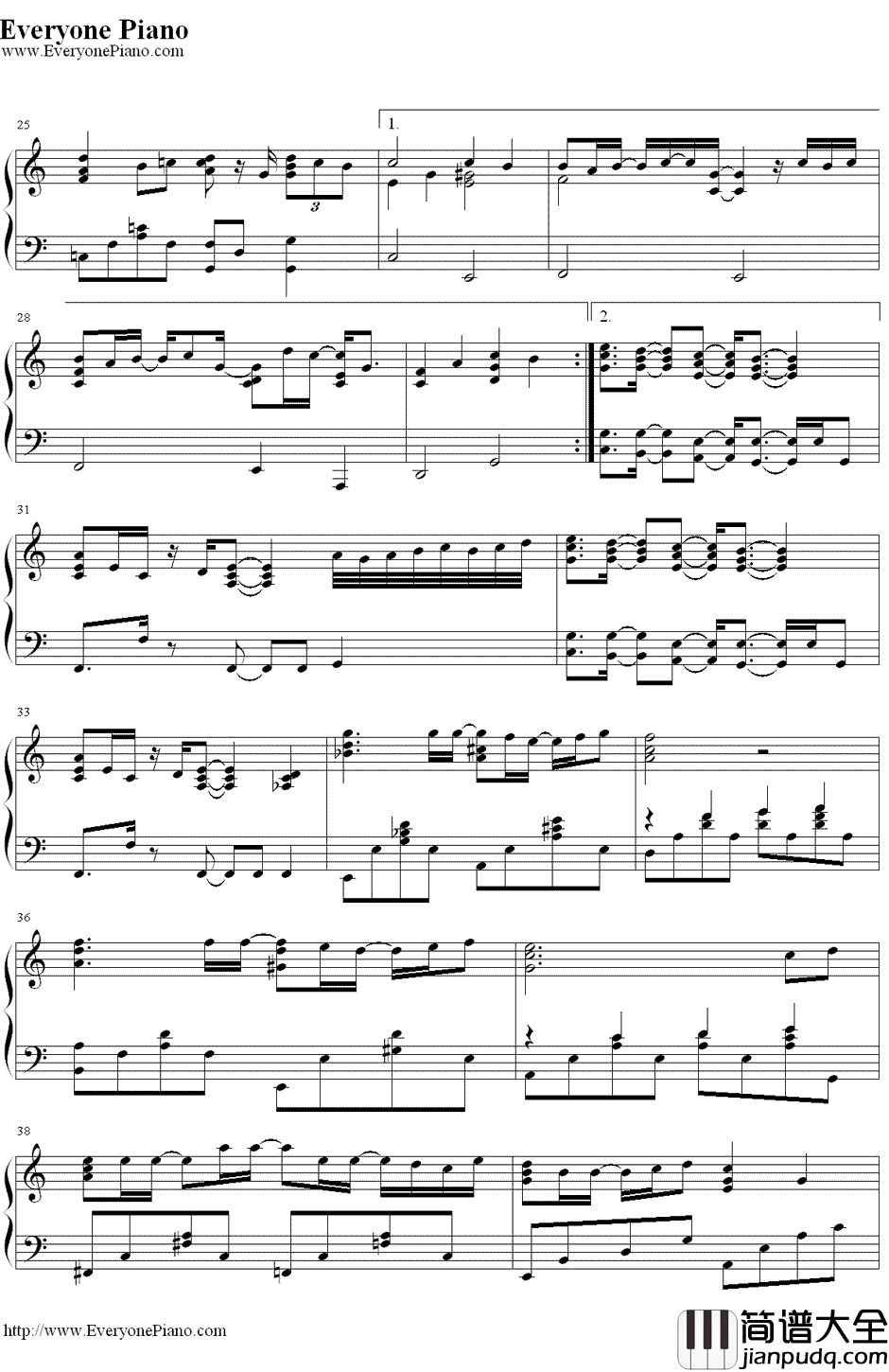 仆は君に恋をする钢琴谱_平井坚__仆の初恋をキミに捧ぐ_主题曲