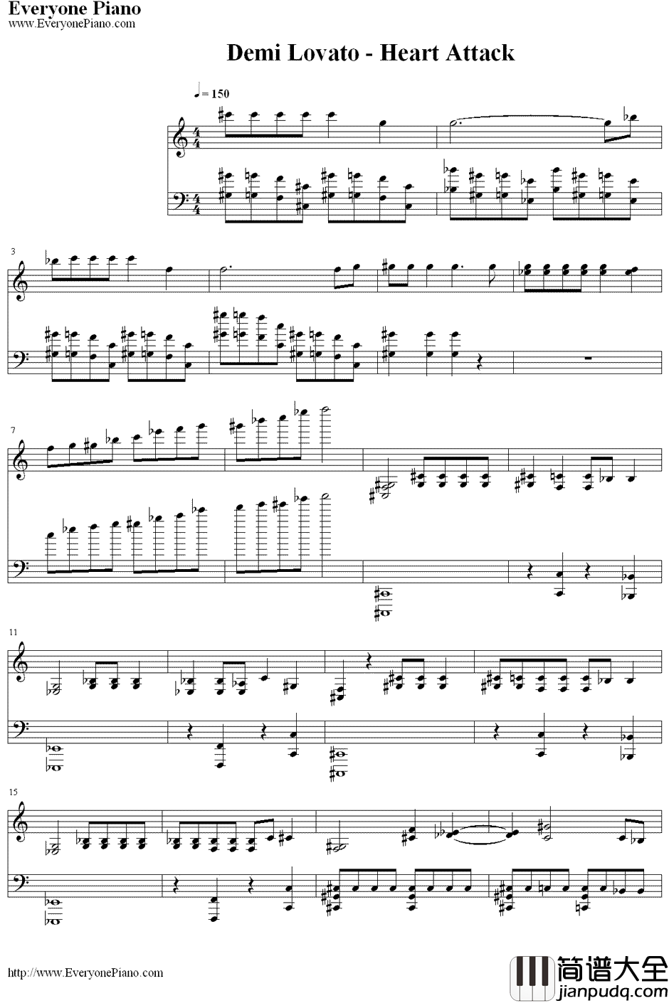 HeartAttack钢琴谱_DemiLovato