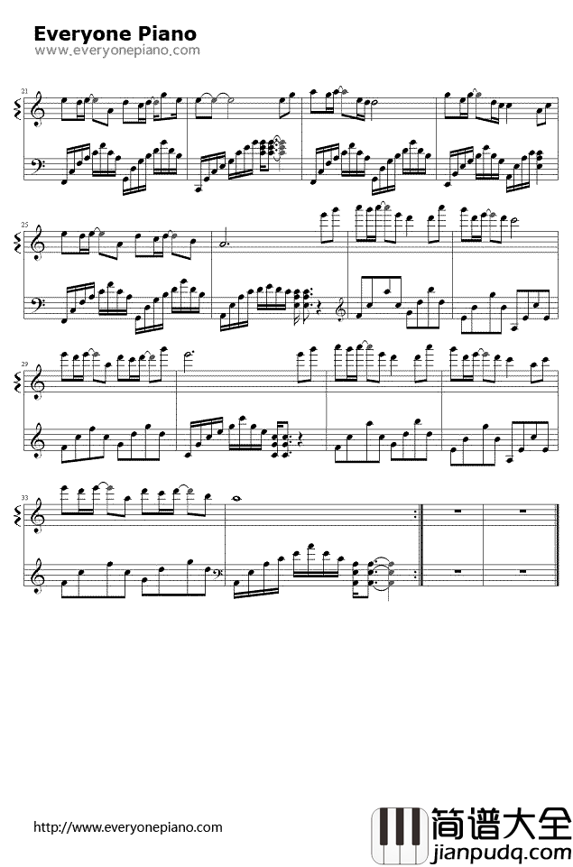 天使的翅膀钢琴谱_安琥