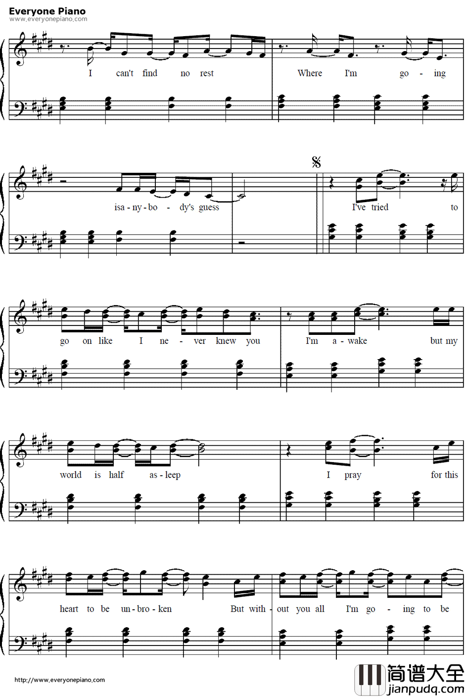 Incomplete钢琴谱_后街男孩(BackstreetBoys)