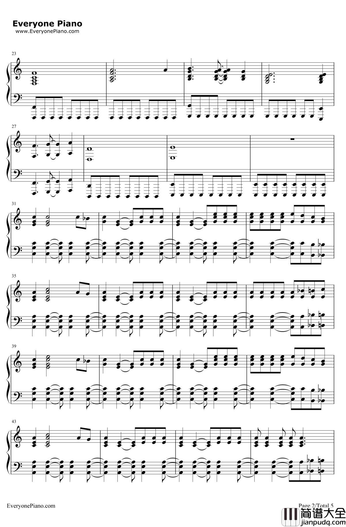 One_Way_Or_Another(TeenageKicks)钢琴谱_OneDirection