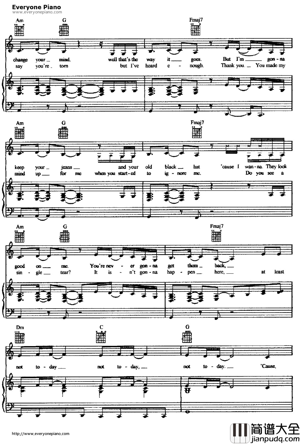 So_Yesterday钢琴谱_HilaryDuff