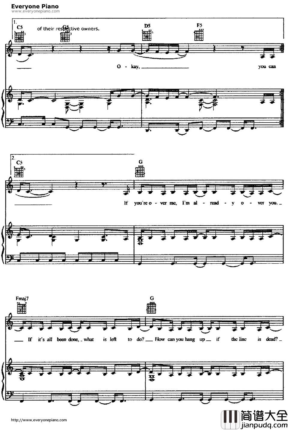 So_Yesterday钢琴谱_HilaryDuff