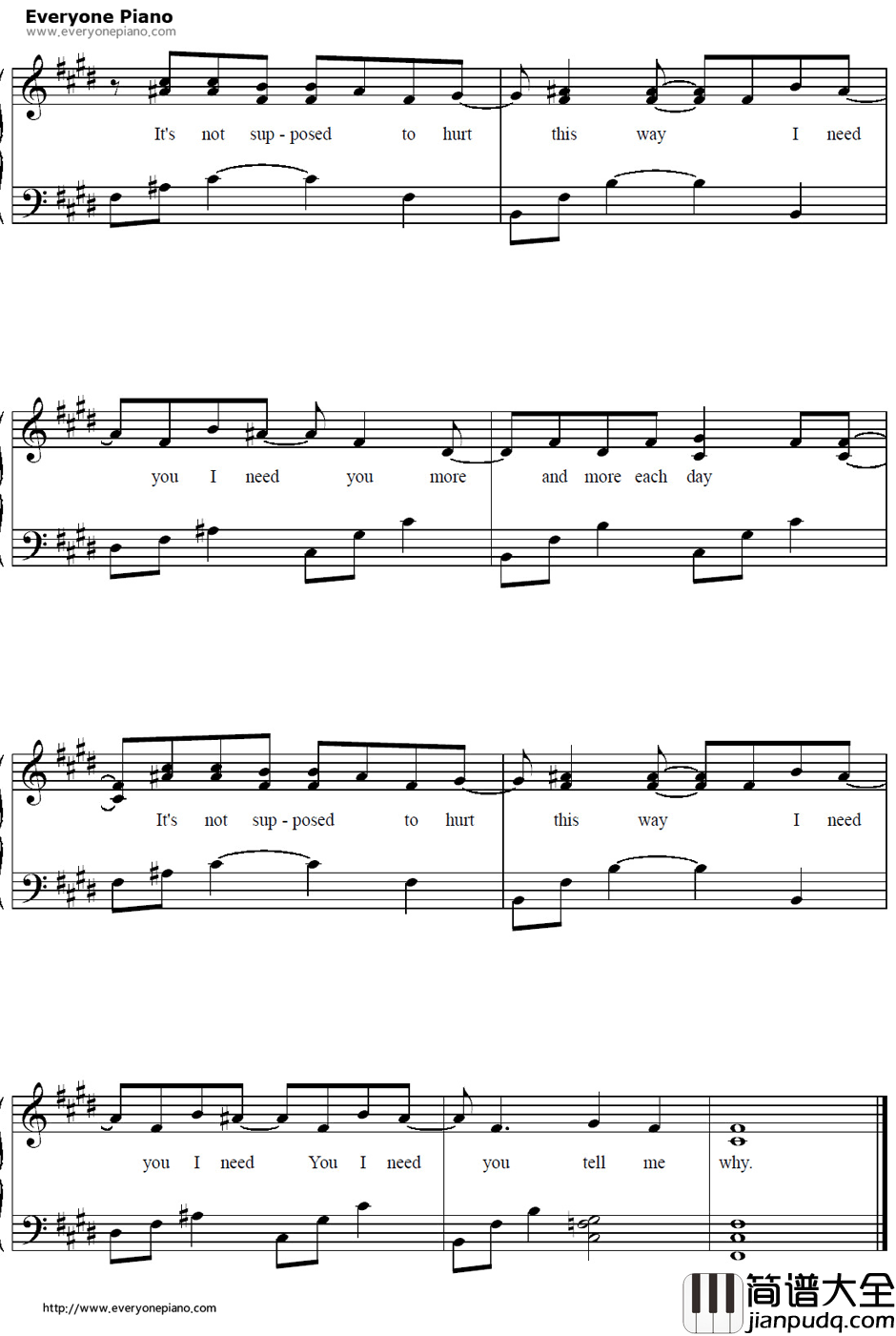 Why钢琴谱_艾薇儿_AvrilLavigne