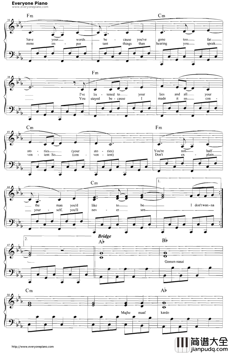 Sorry钢琴谱_麦当娜_Madonna