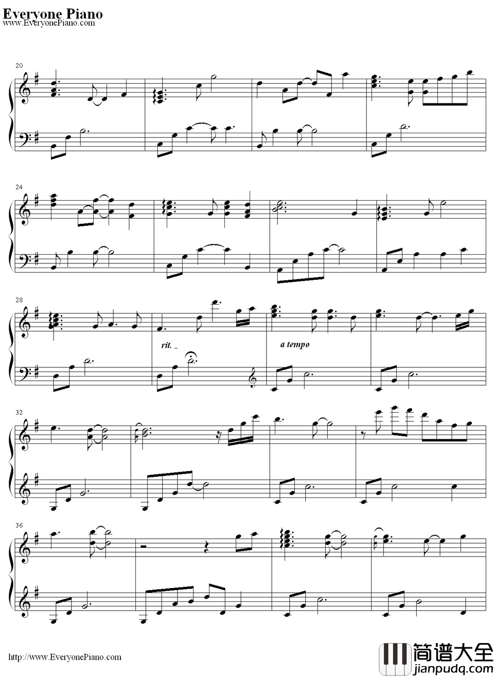 星ばかり见ていた钢琴谱_松冈纯也__天使のいない12月_OST