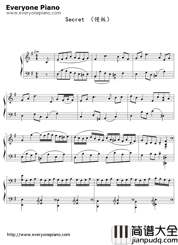 secret(慢板)钢琴谱_周杰伦_secret(慢板)