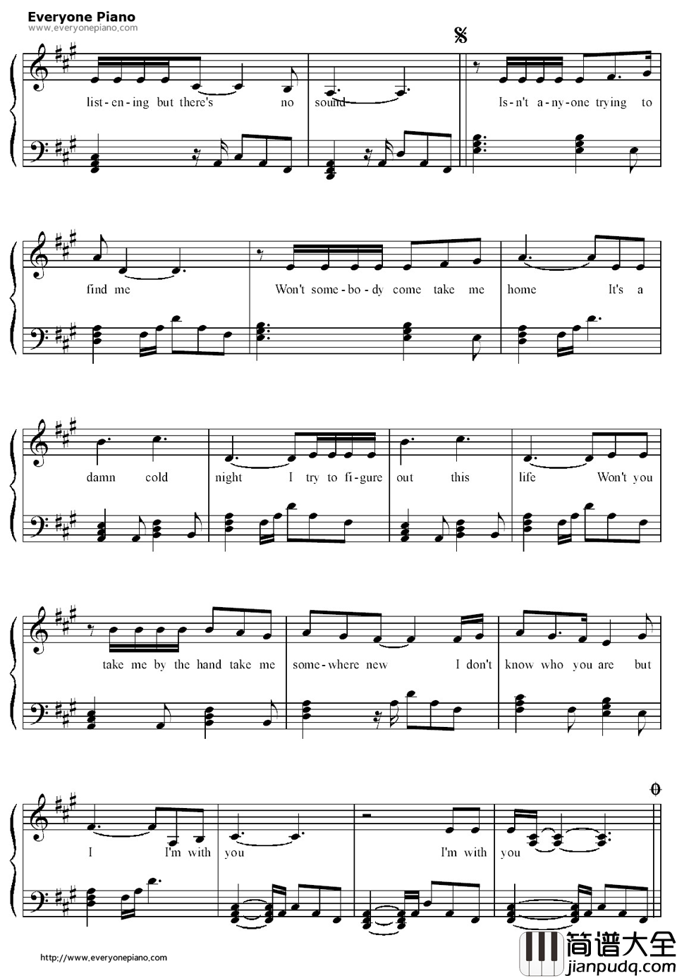I'm_with_You钢琴谱_AvrilLavigne
