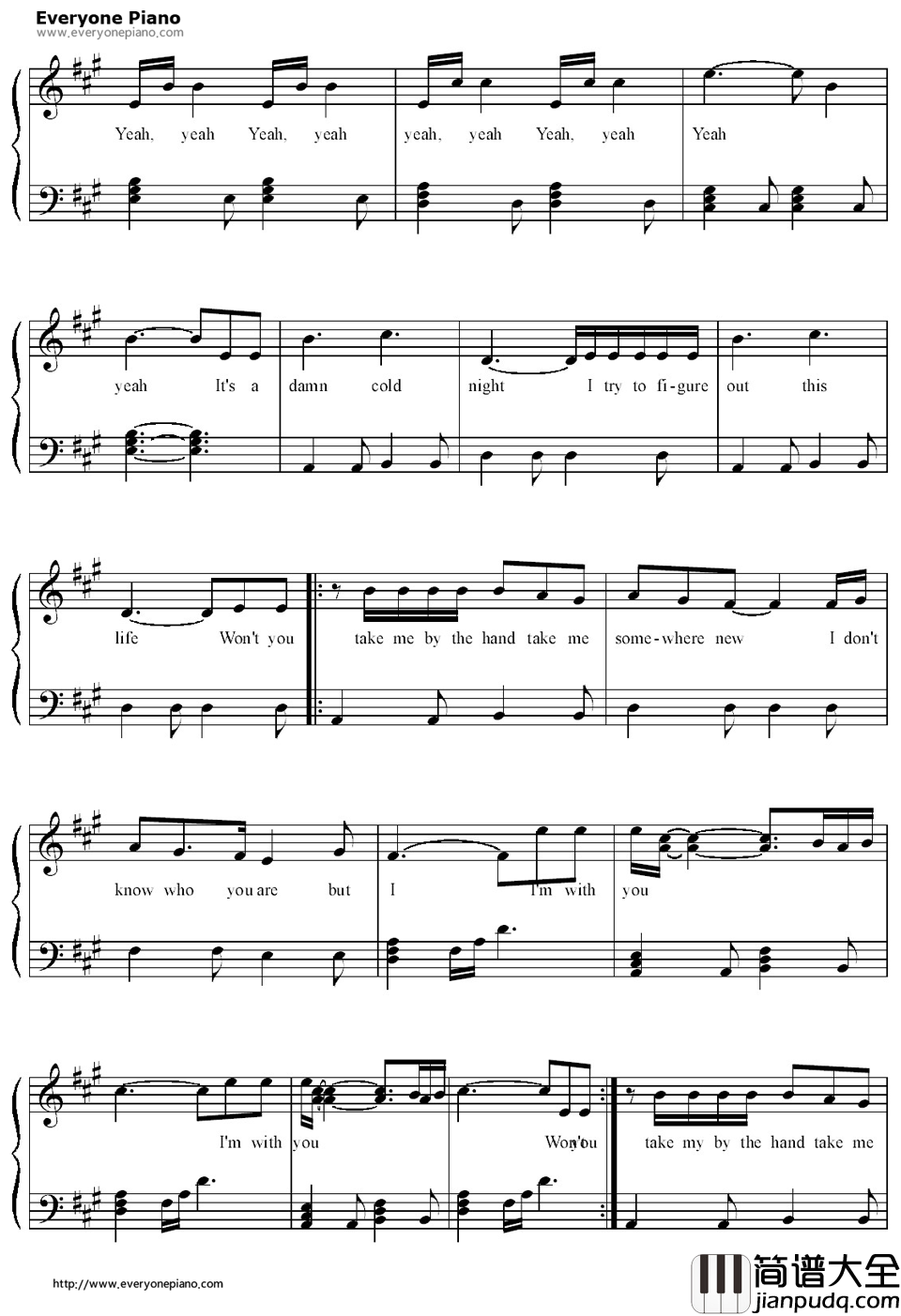 I'm_with_You钢琴谱_AvrilLavigne