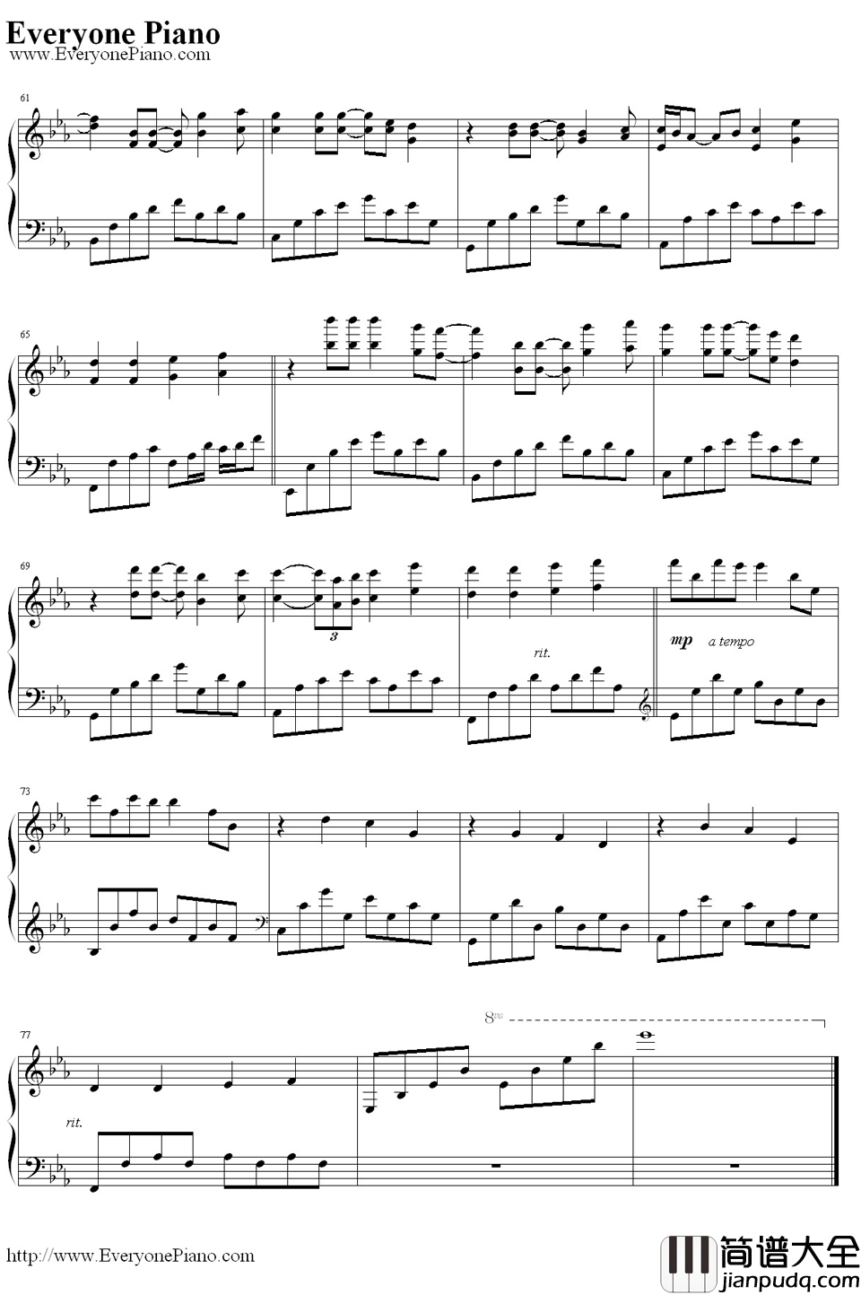 Everytime钢琴谱_布兰妮·斯皮尔斯(BritneySpears)_布兰妮·斯皮尔斯(BritneySpears)