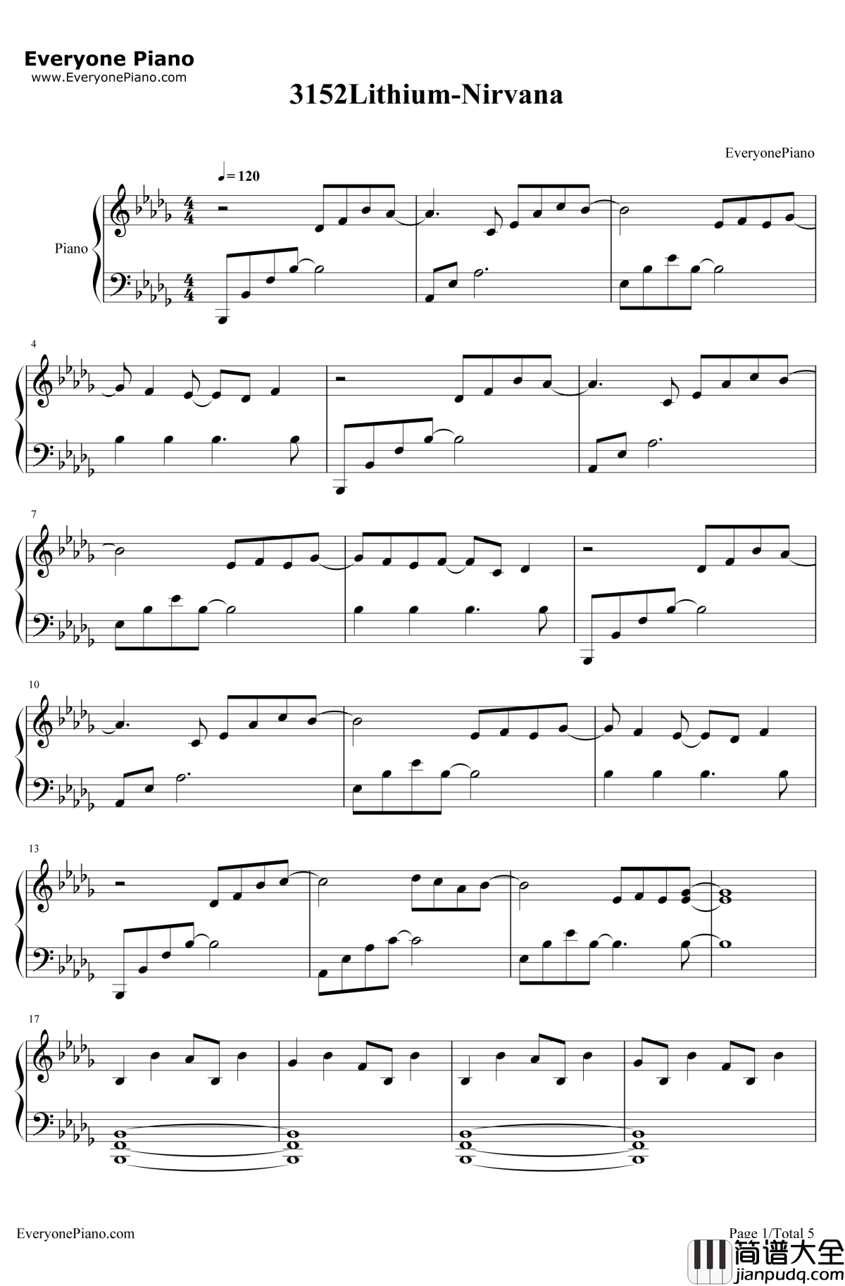 Lithium钢琴谱_Evanescence