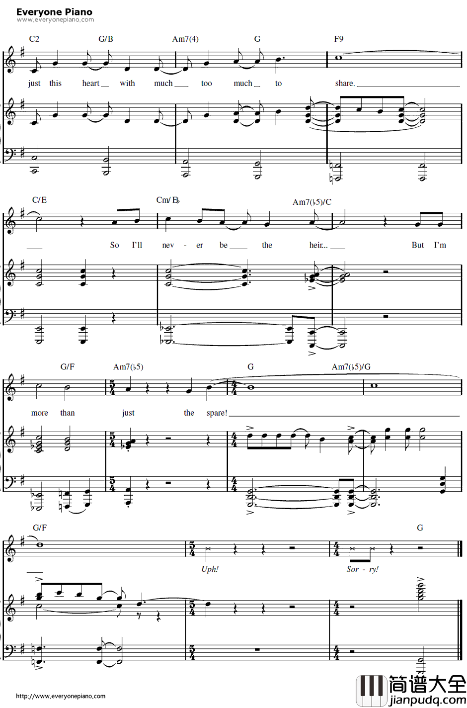 More_Than_Justthe_Spare钢琴谱_KristenAnderson_Lopez&RobertLopez_冰雪奇缘插曲