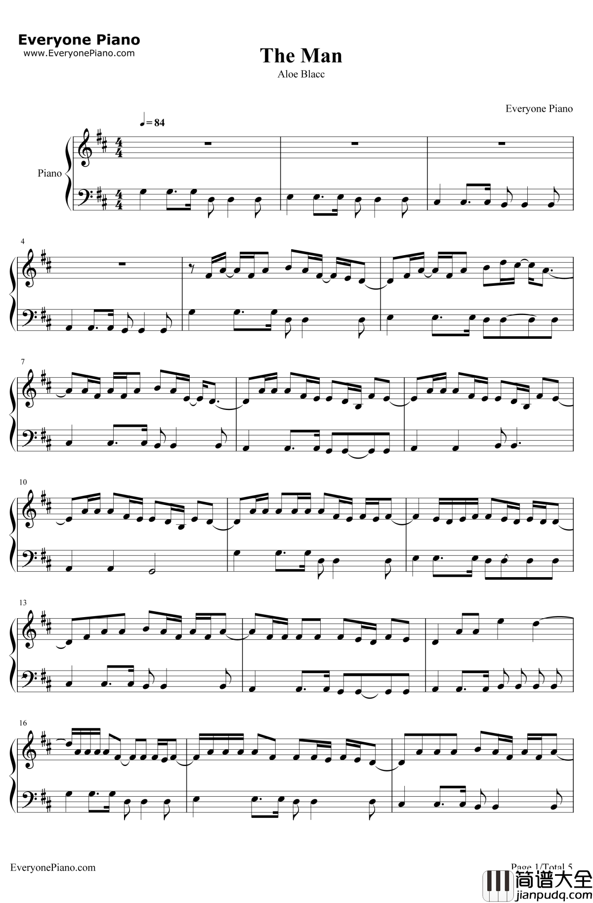 The_Man钢琴谱_AloeBlacc