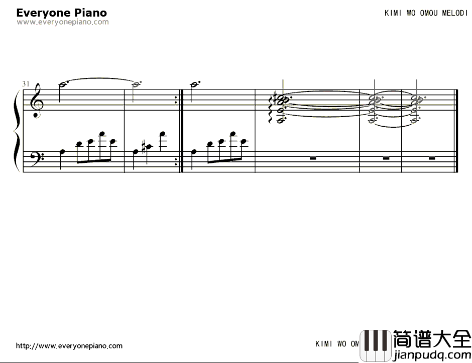 Kimi_Wo_Omou_Melodi想念你的旋律钢琴谱_未知_ShuffleMemories