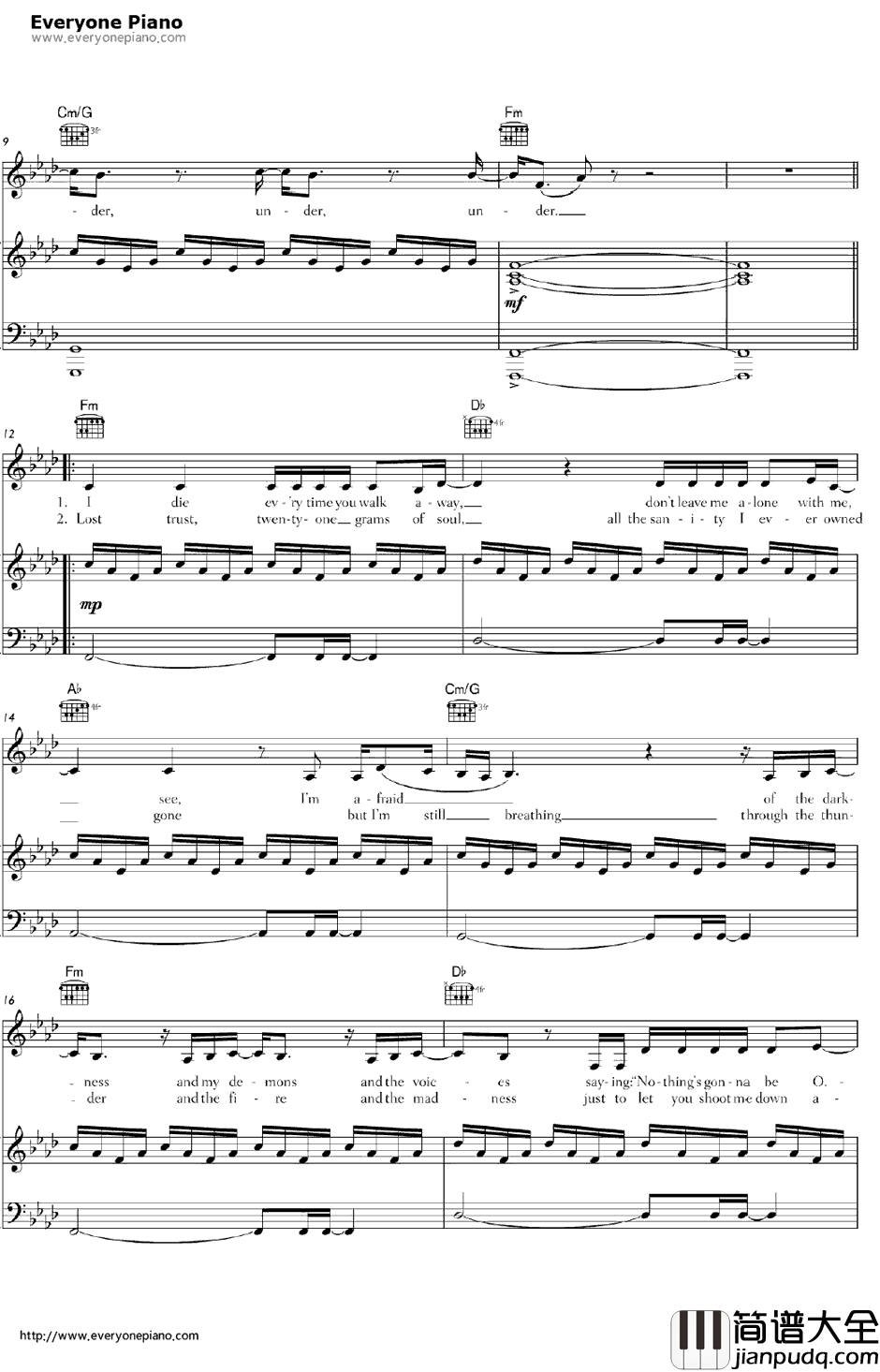 Under钢琴谱_AlexHepburn