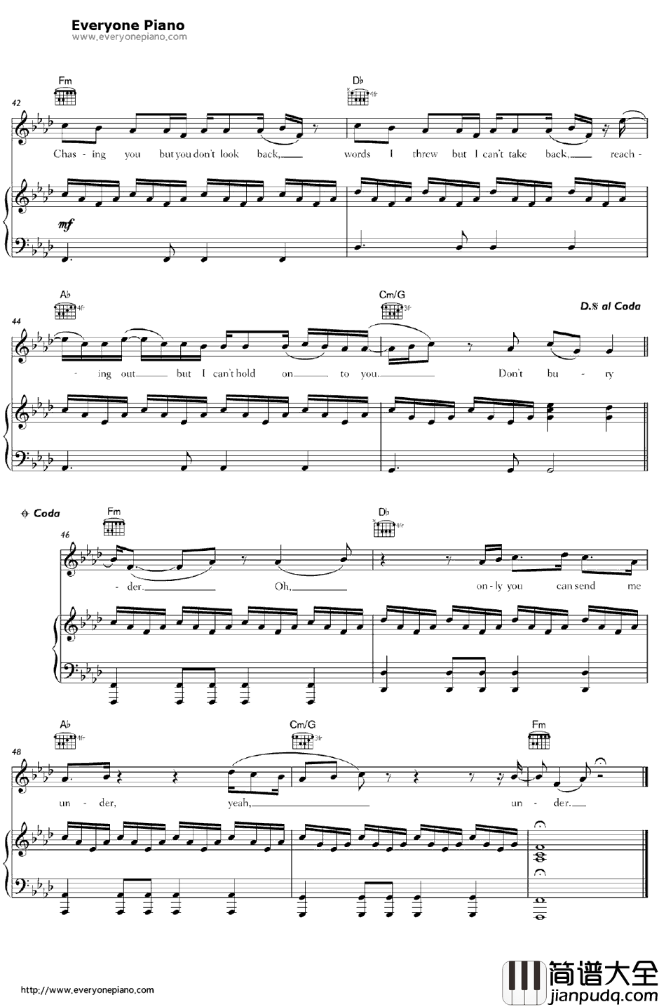 Under钢琴谱_AlexHepburn