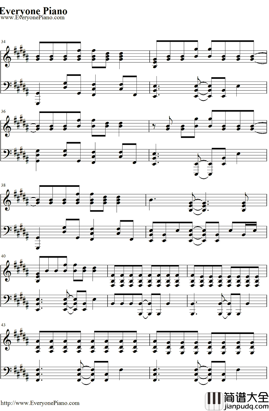 Yellow钢琴谱_Coldplay