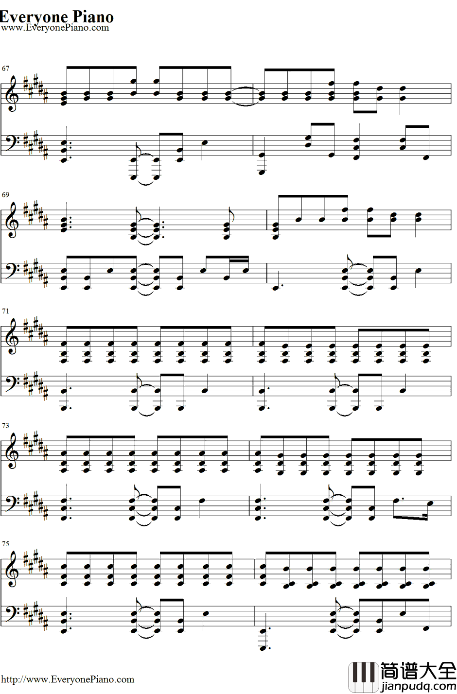 Yellow钢琴谱_Coldplay