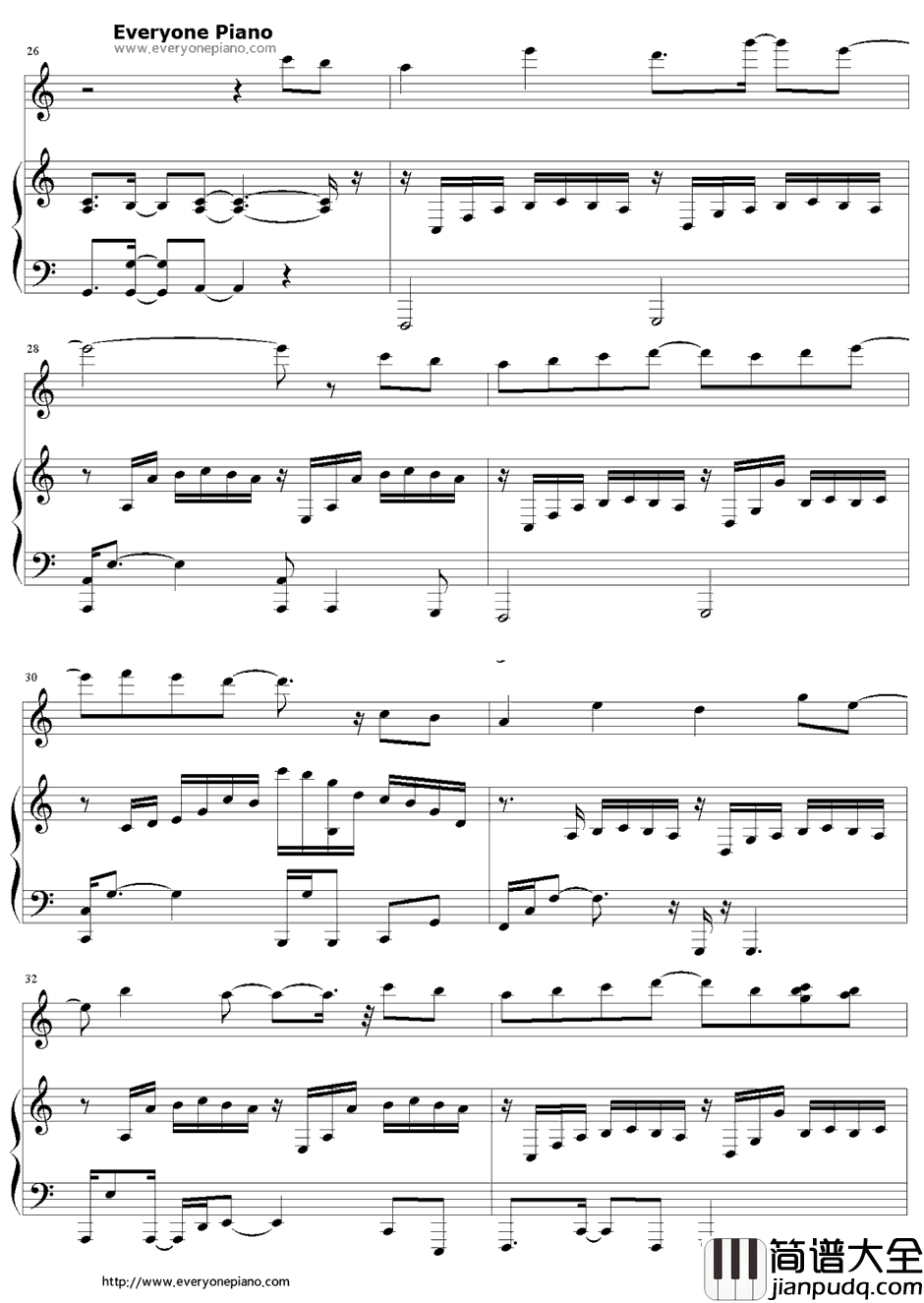 不死之身钢琴谱_林俊杰