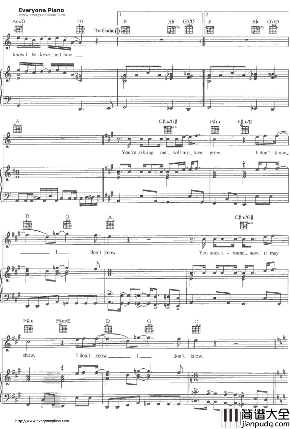 Something钢琴谱_TheBeatles