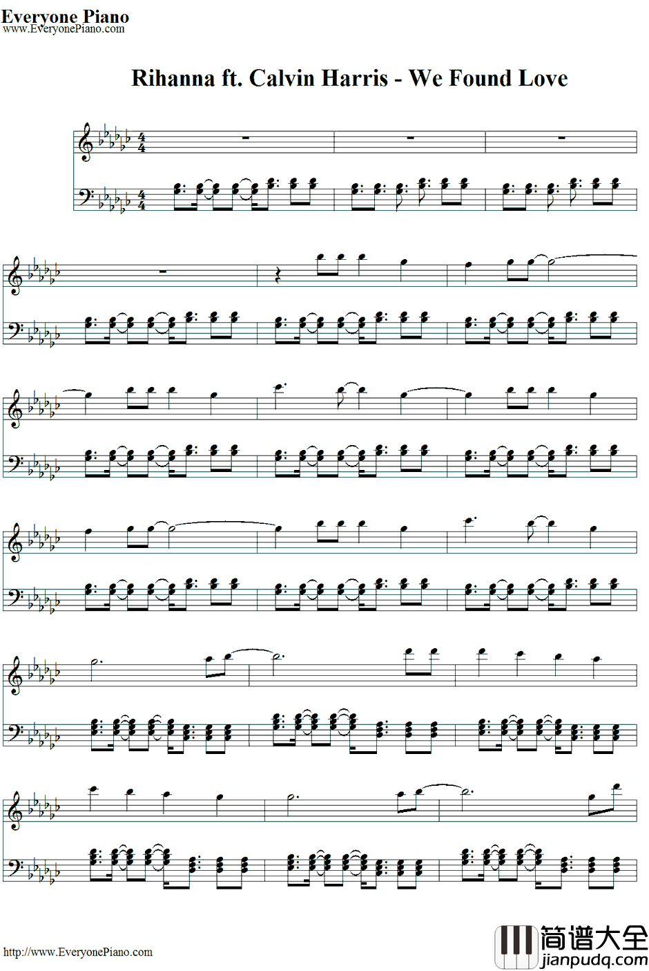 We_Found_Love钢琴谱_RihannaftCalvinHarris