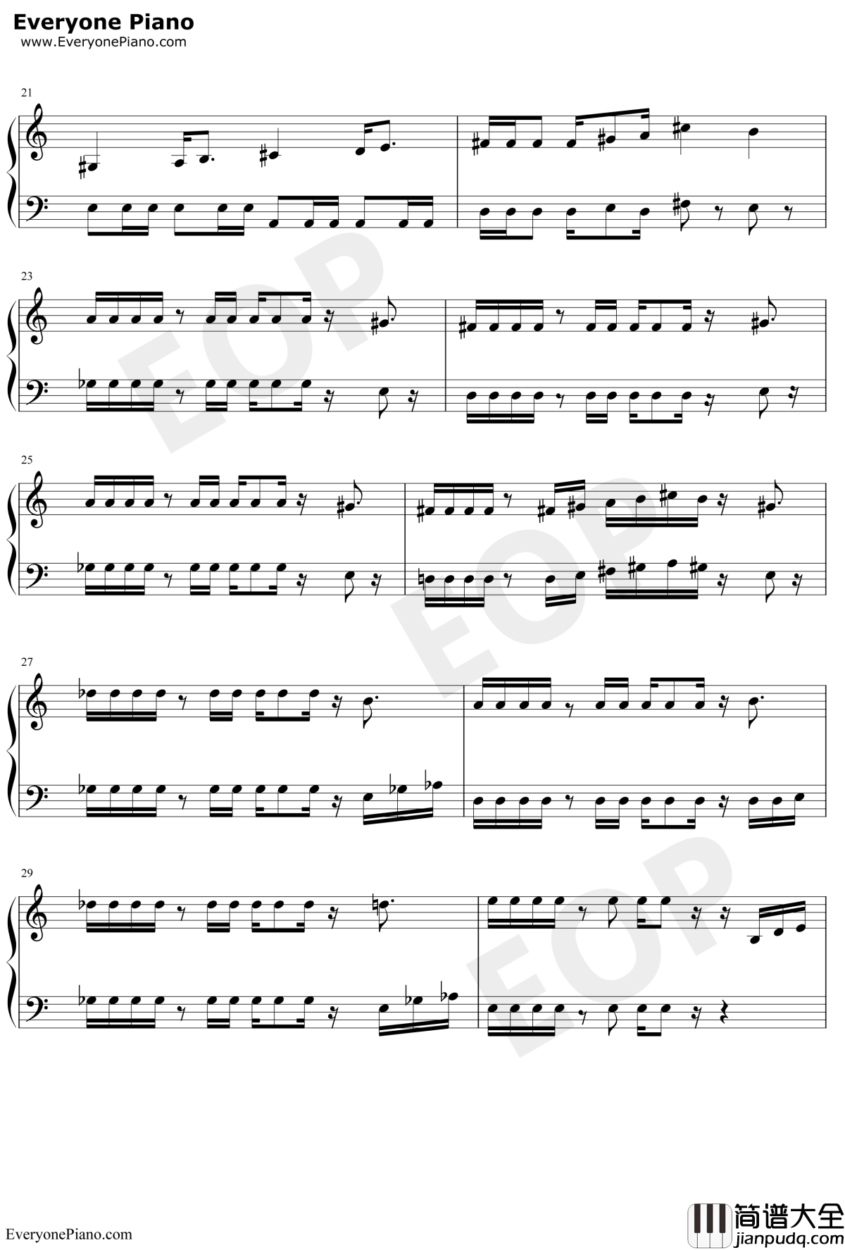 魂斗罗背景音乐钢琴谱_未知_魂斗罗背景音乐