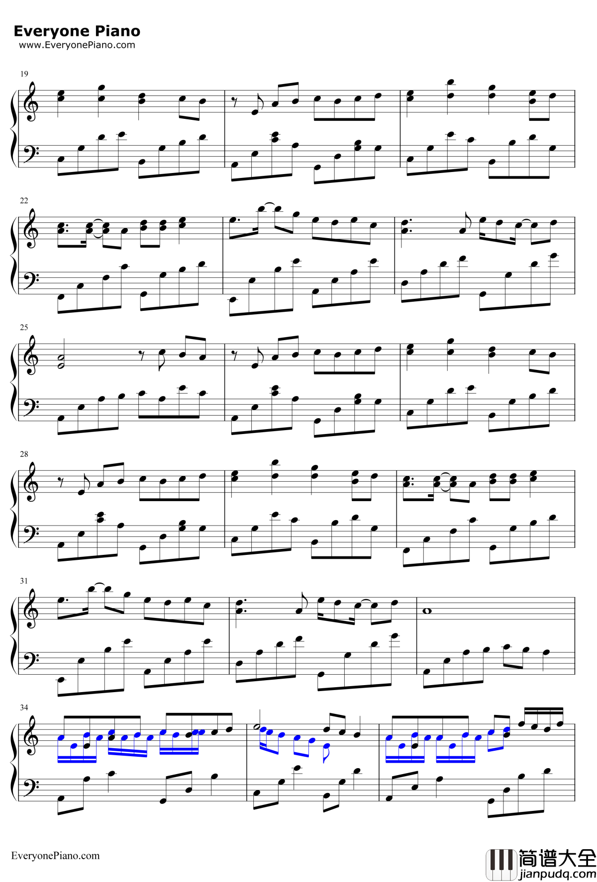 美人鱼钢琴谱_林俊杰