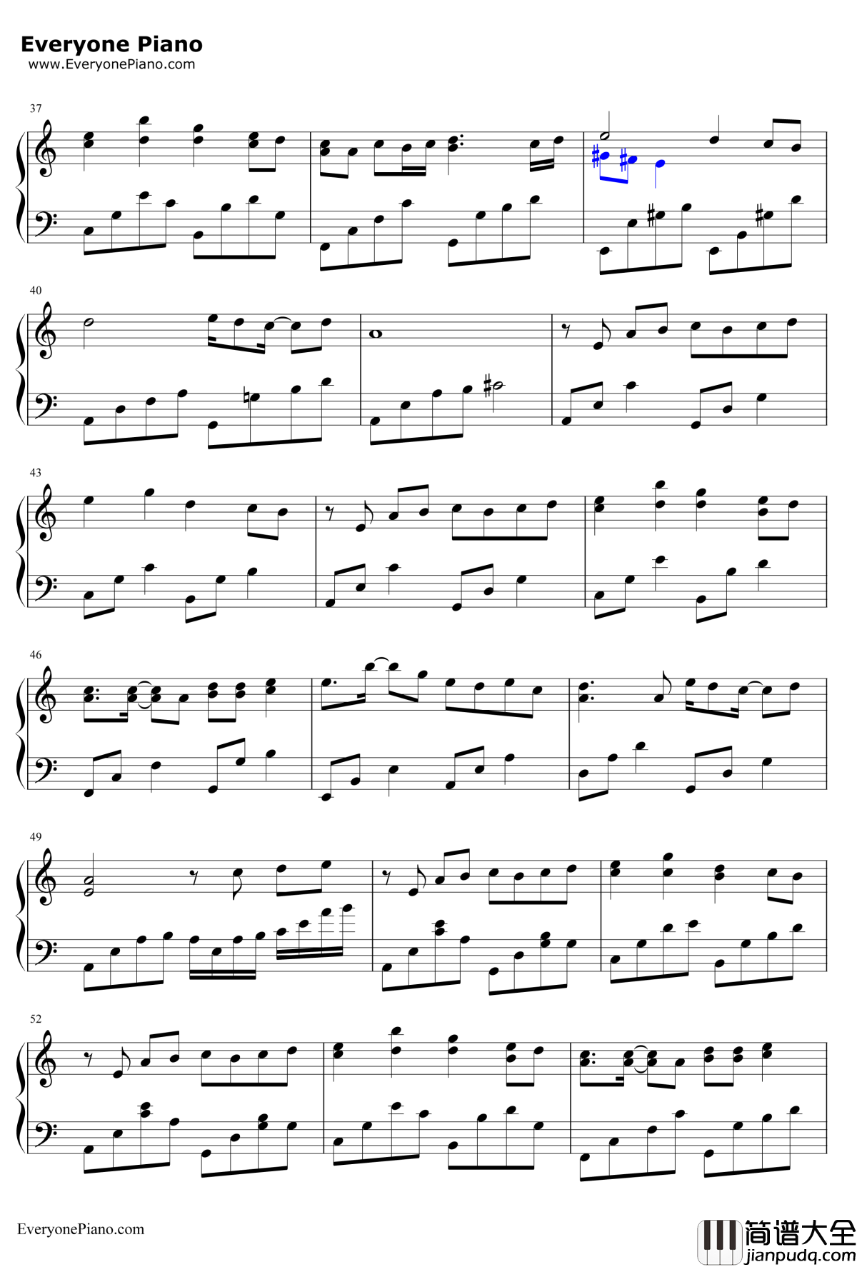 美人鱼钢琴谱_林俊杰