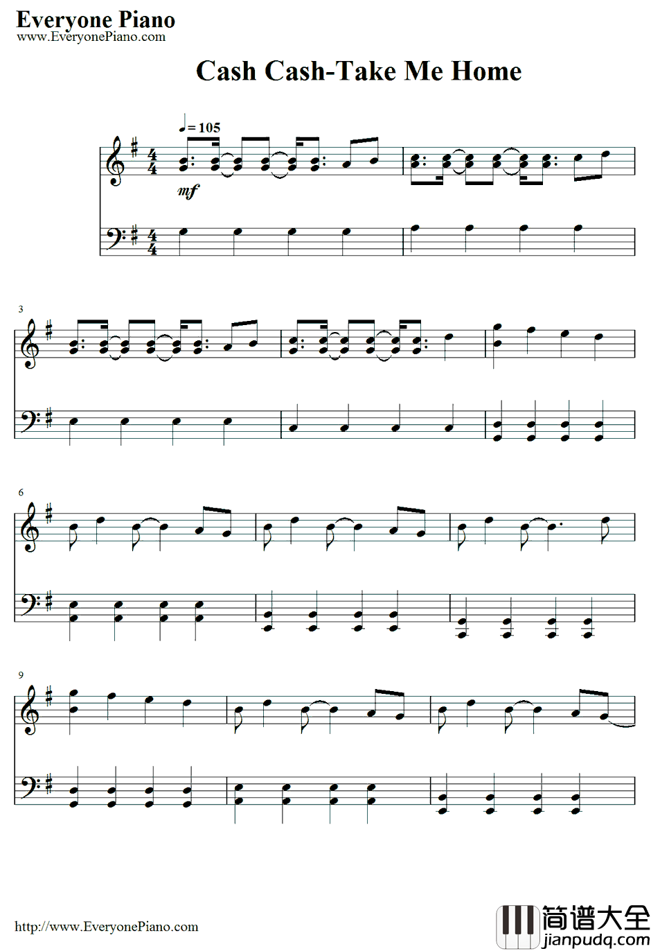 Take_Me_Home钢琴谱_CashCash