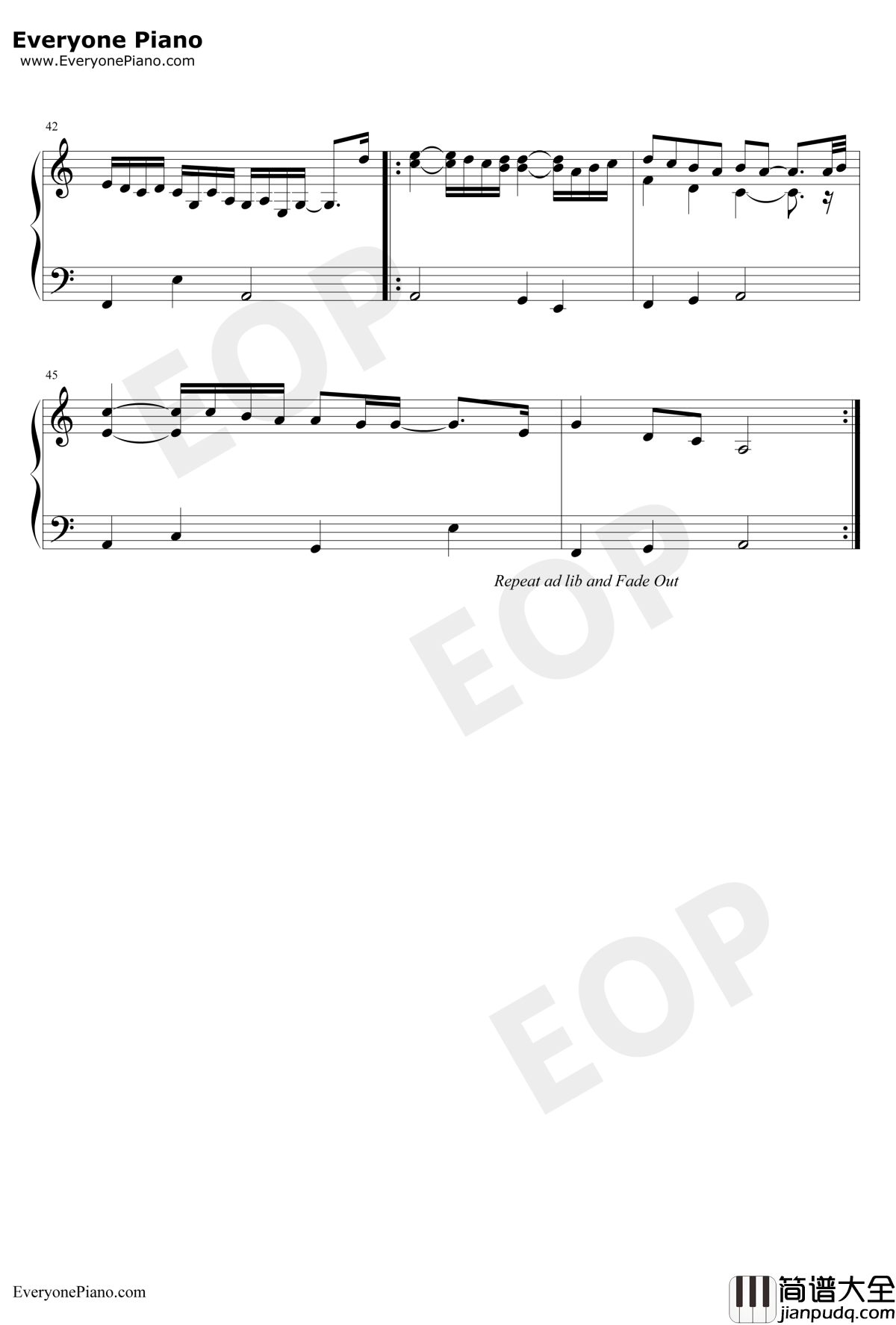 大地钢琴谱_Beyond乐队