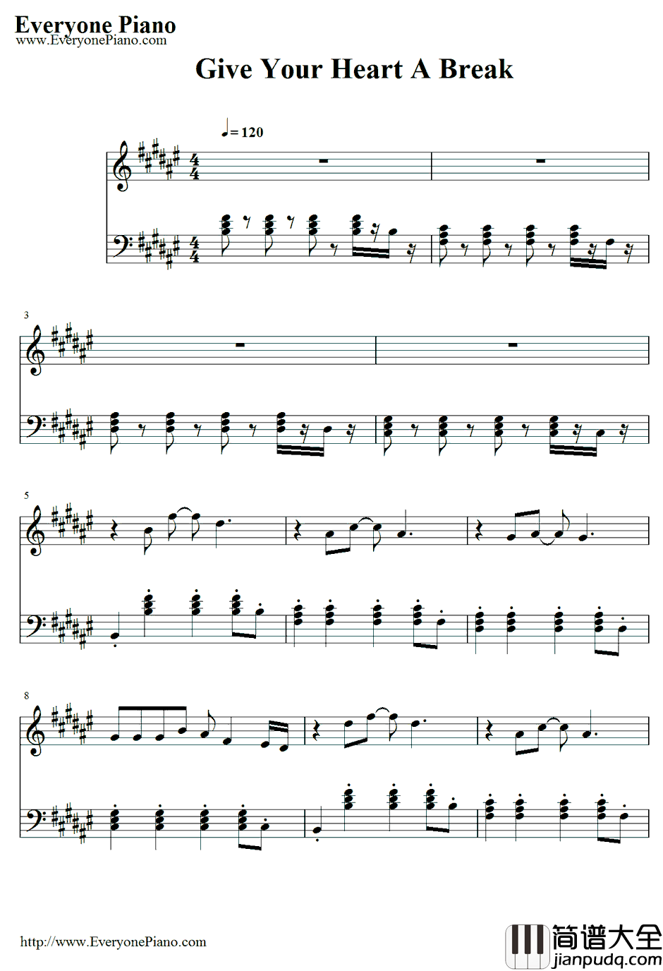 Give_our_Heart_A_Break钢琴谱_DemiLovato