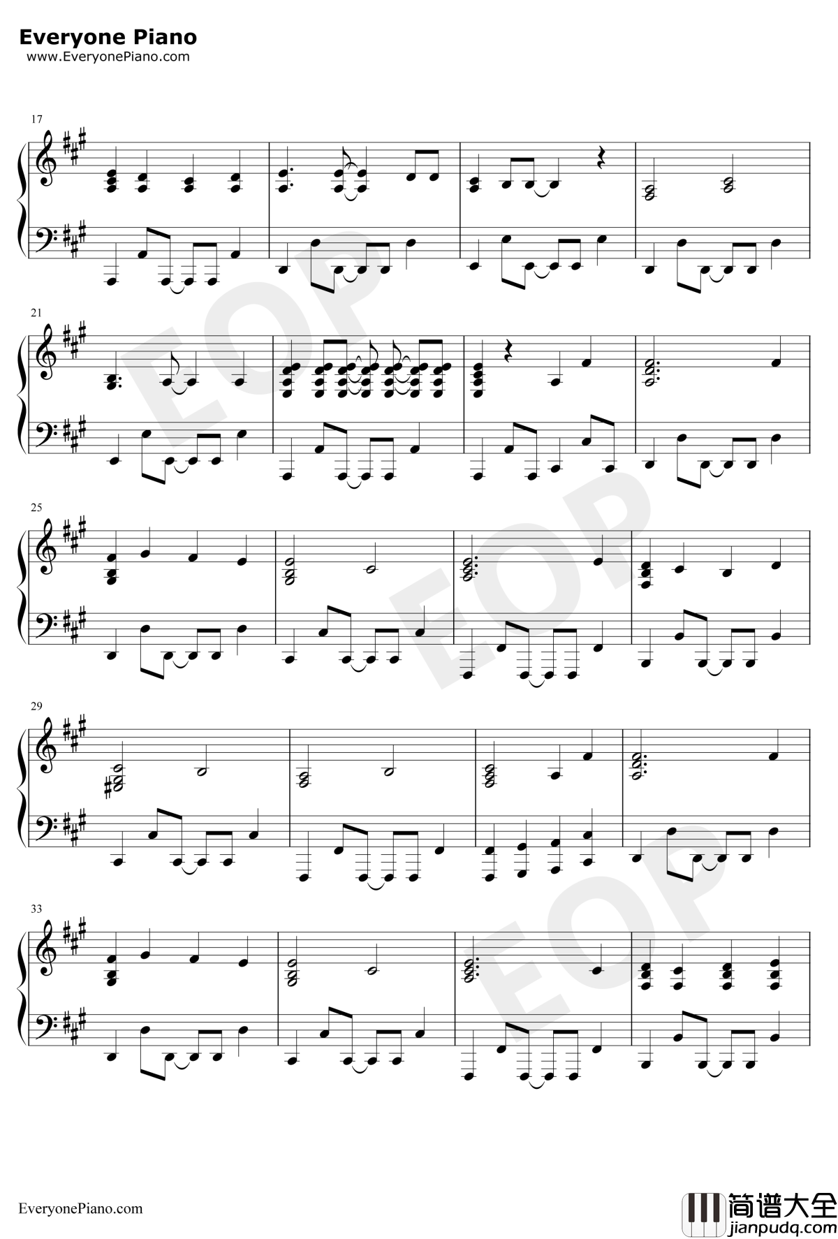 U&I钢琴谱_平泽唯_けいおん！OST_轻音少女OST