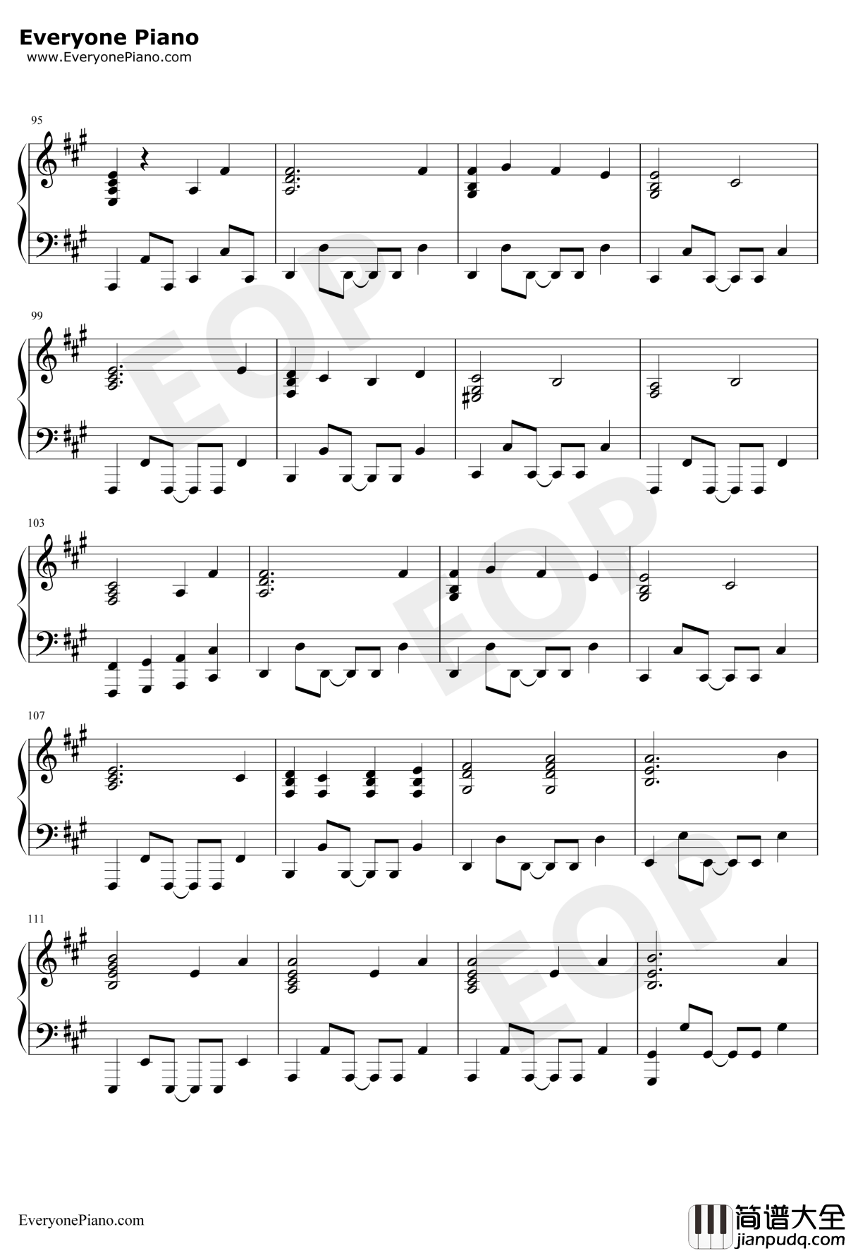 U&I钢琴谱_平泽唯_けいおん！OST_轻音少女OST