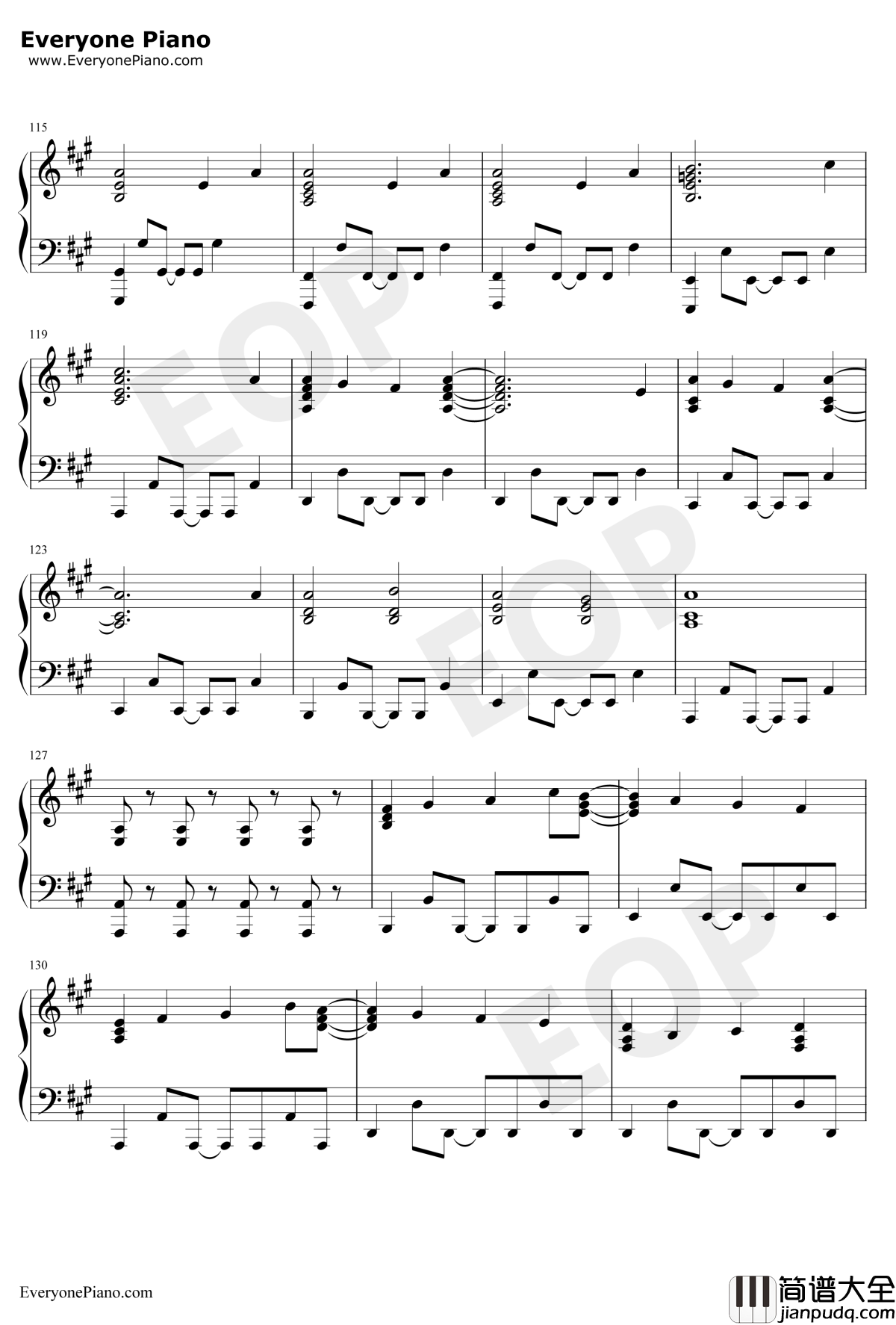 U&I钢琴谱_平泽唯_けいおん！OST_轻音少女OST