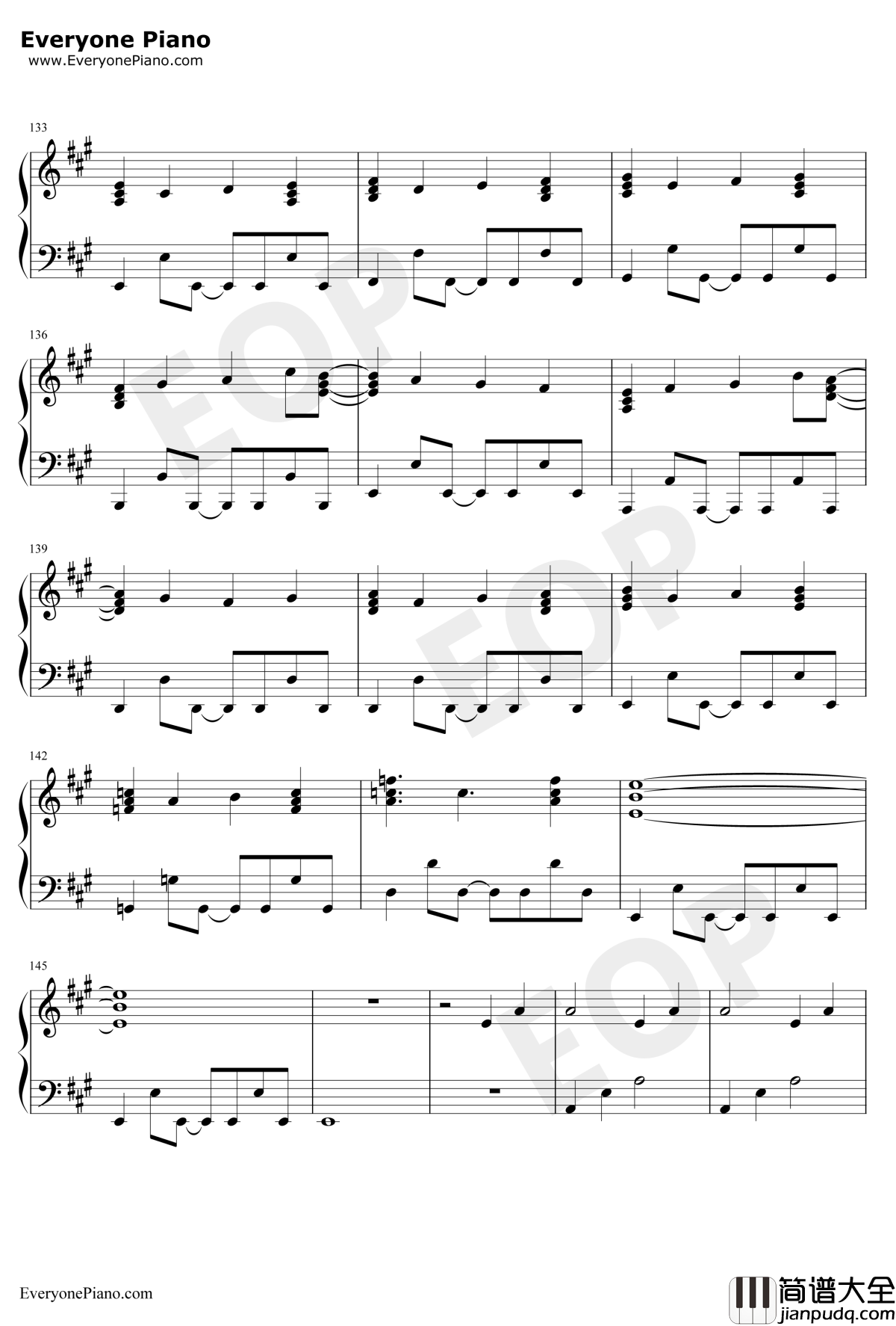 U&I钢琴谱_平泽唯_けいおん！OST_轻音少女OST