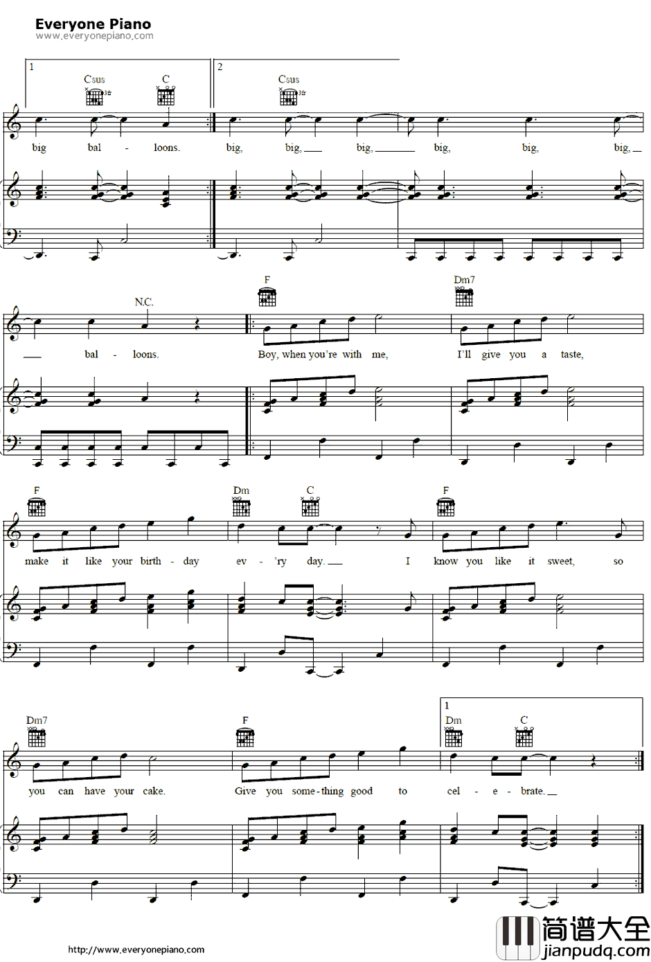 Birthday钢琴谱_KatyPerry