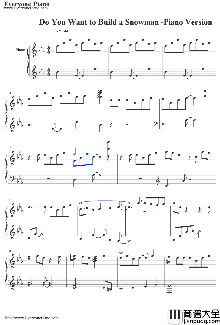 Do_You_Want_to_Builda_Snow_man钢琴版钢琴谱_KristenBell_冰雪奇缘插曲
