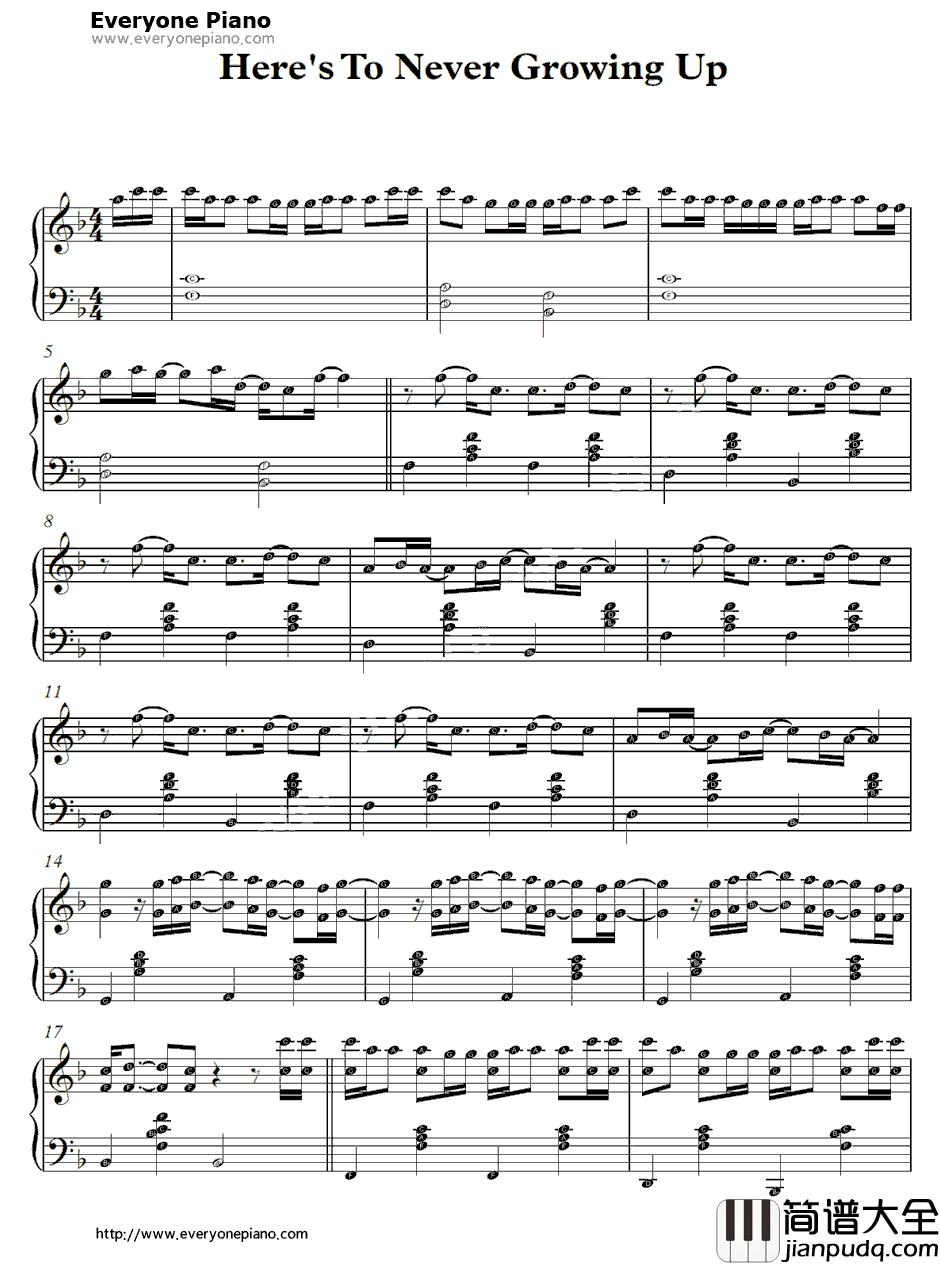 Here's_to_Never_Growing_Up钢琴谱_AvrilLavigne