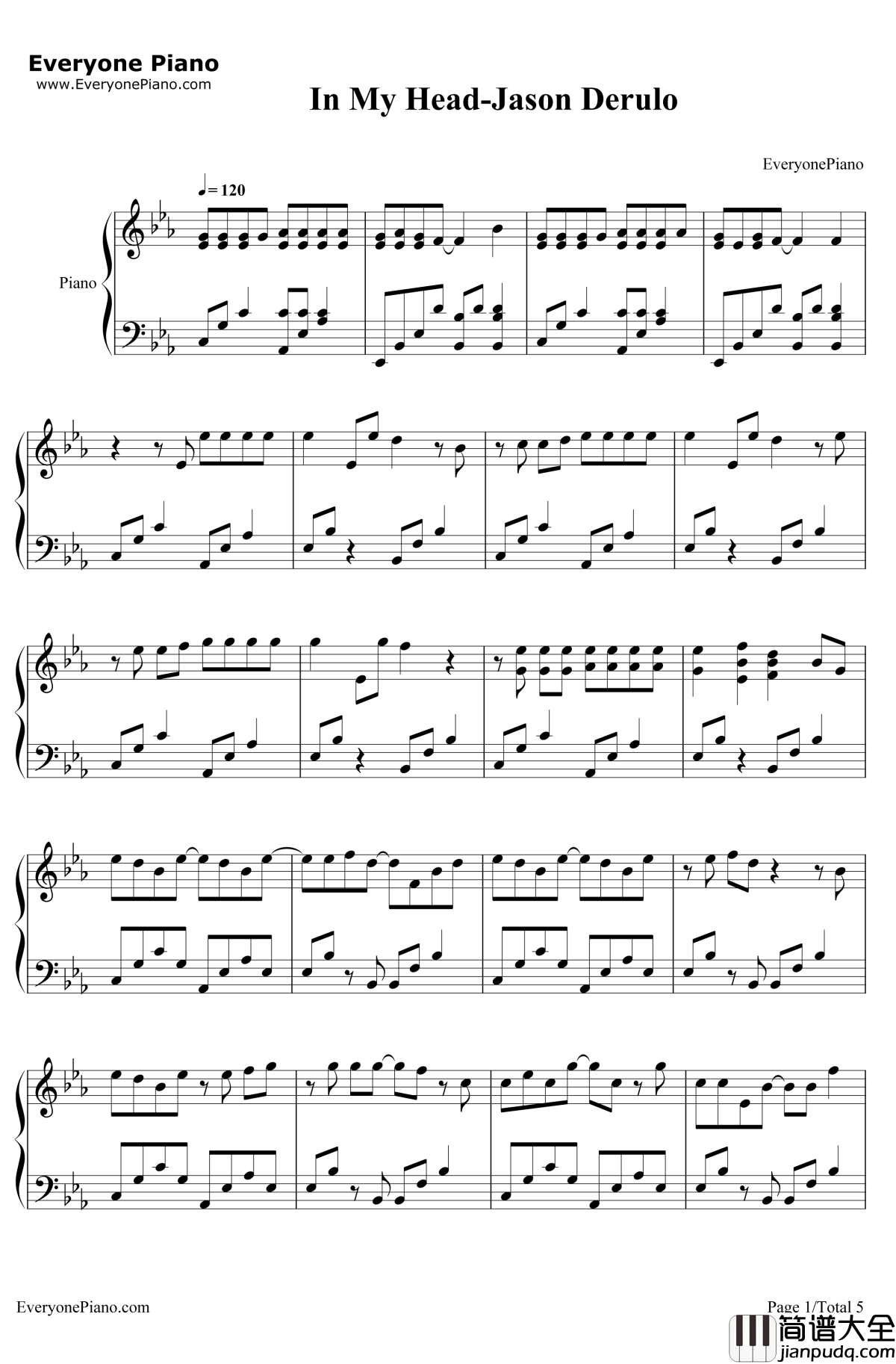 In_My_Head钢琴谱_JasonDerulo
