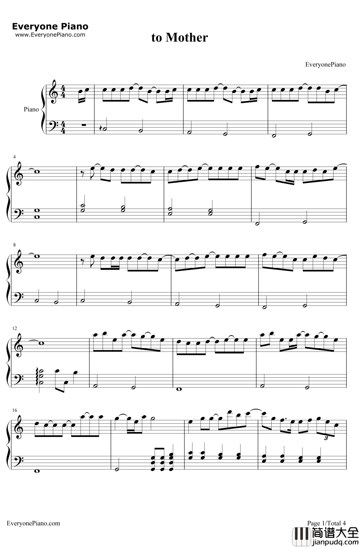 to_Mother钢琴谱_YUI