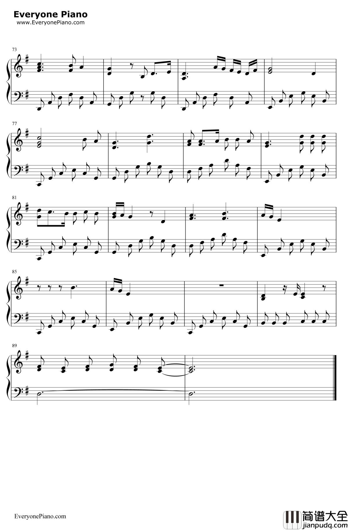 When_I_Lookat_You钢琴谱_MileyCyrus_TheLastSong主题曲